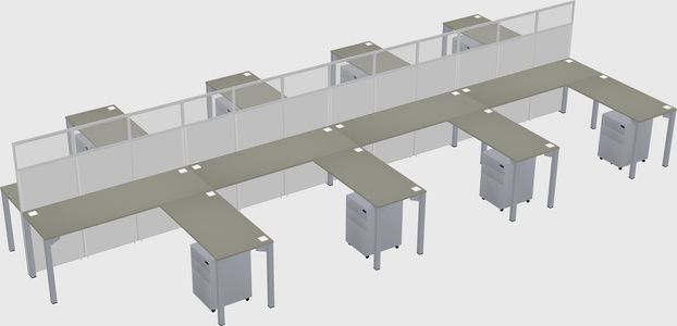 Shared l-shape cubicle