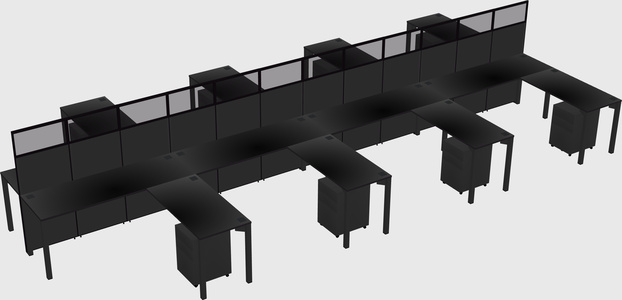 Shared l-shape cubicle