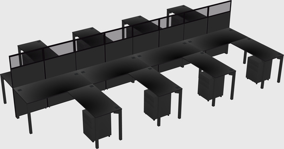 Shared l-shape cubicle