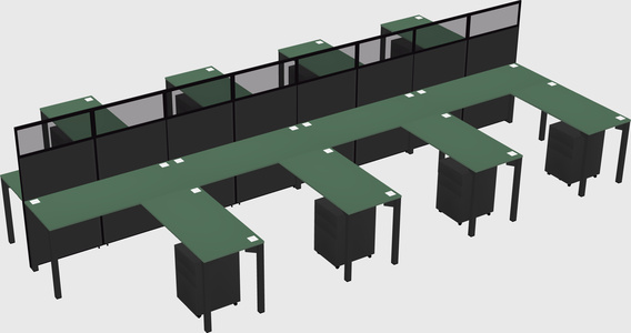 Shared l-shape cubicle