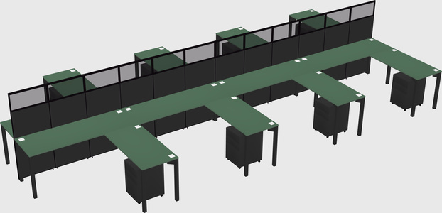 Shared l-shape cubicle