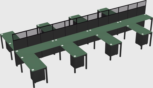 Shared l-shape cubicle