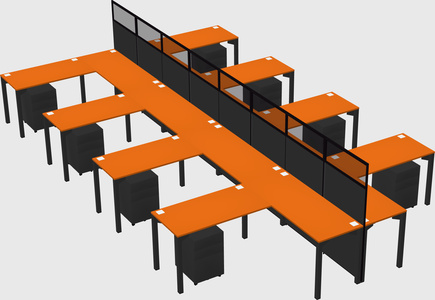 Shared l-shape cubicle