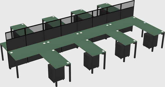 Shared l-shape cubicle