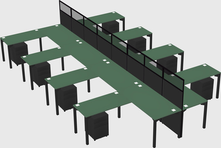 Shared l-shape cubicle