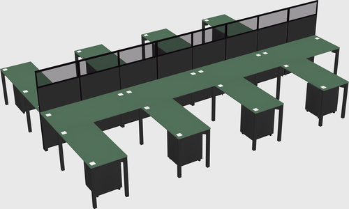 Shared l-shape cubicle