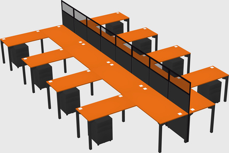 Shared l-shape cubicle