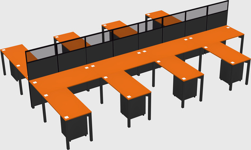 Shared l-shape cubicle
