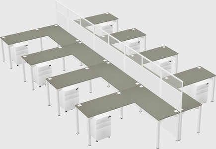 Shared l-shape cubicle
