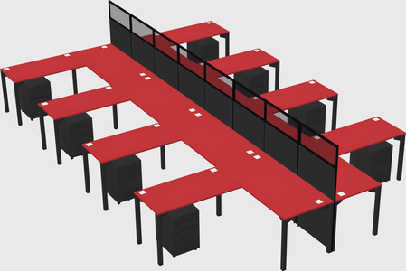 Shared l-shape cubicle