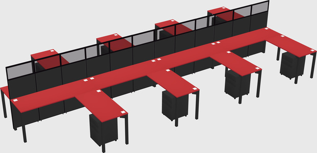 Shared l-shape cubicle