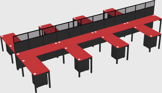 Shared l-shape cubicle