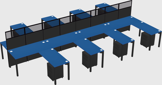 Shared l-shape cubicle