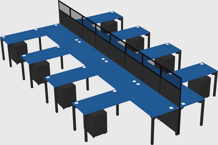 Shared l-shape cubicle
