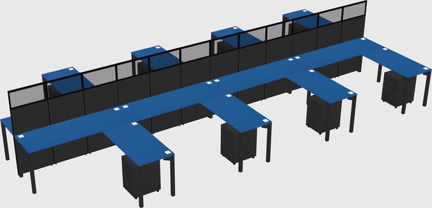 Shared l-shape cubicle