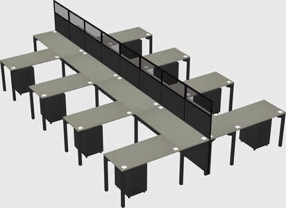 Shared l-shape cubicle