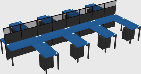 Shared l-shape cubicle