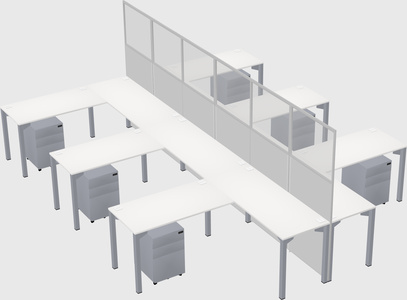 Shared l-shape cubicle
