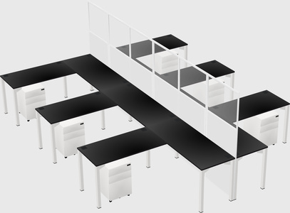 Shared l-shape cubicle