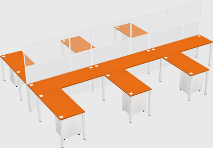 Shared l-shape cubicle