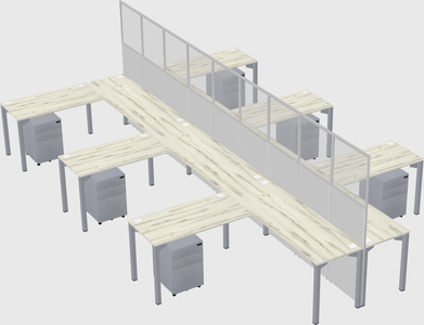 Shared l-shape cubicle
