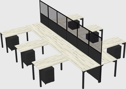Shared l-shape cubicle