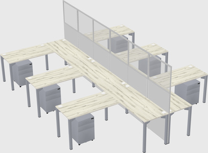 Shared l-shape cubicle