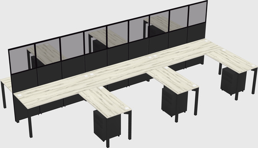 Shared l-shape cubicle