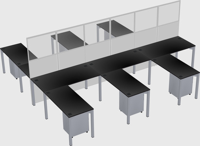 Shared l-shape cubicle