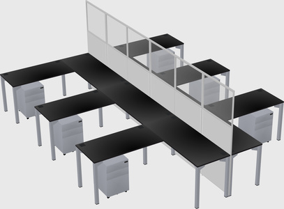 Shared l-shape cubicle