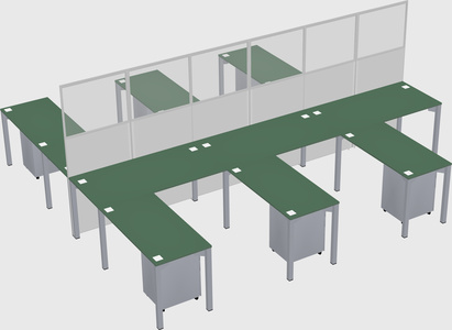 Shared l-shape cubicle