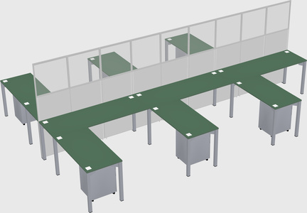 Shared l-shape cubicle