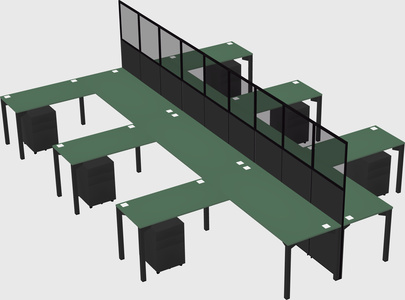 Shared l-shape cubicle