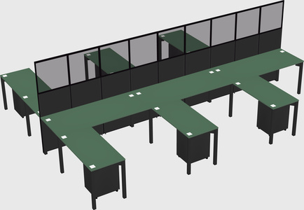 Shared l-shape cubicle