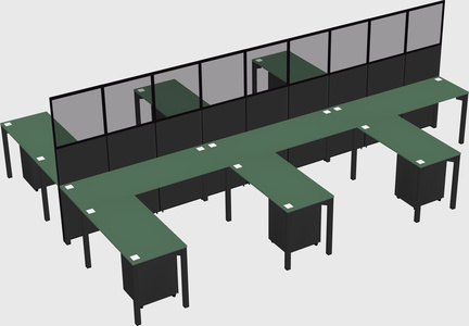 Shared l-shape cubicle