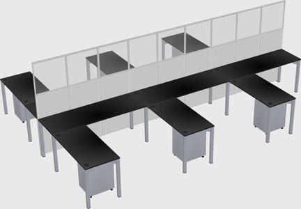 Shared l-shape cubicle