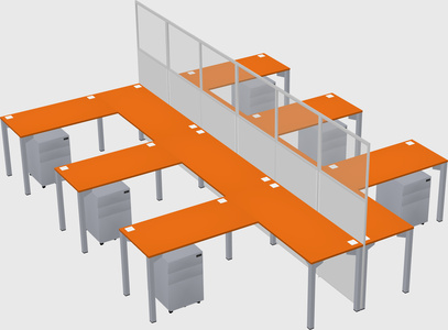 Shared l-shape cubicle