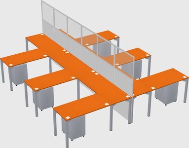 Shared l-shape cubicle
