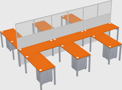 Shared l-shape cubicle