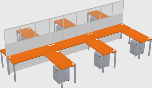 Shared l-shape cubicle