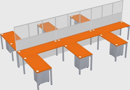 Shared l-shape cubicle