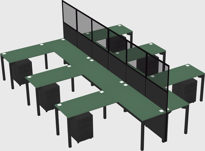 Shared l-shape cubicle