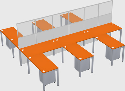 Shared l-shape cubicle