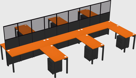 Shared l-shape cubicle