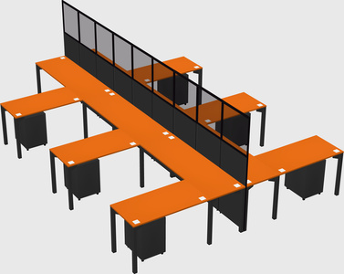 Shared l-shape cubicle