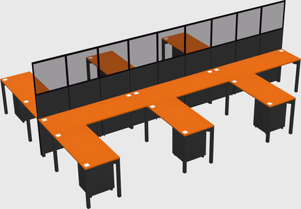 Shared l-shape cubicle