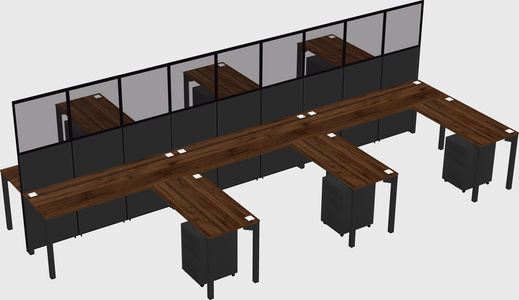 Shared l-shape cubicle