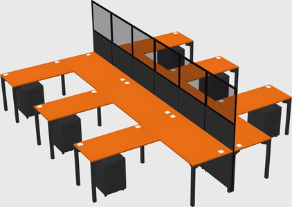 Shared l-shape cubicle