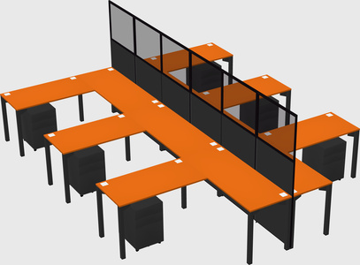 Shared l-shape cubicle