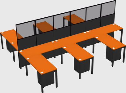 Shared l-shape cubicle